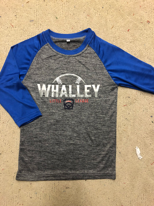 Adult 3/4 Sleeve Blue and Grey Dri-Fit T-Shirt